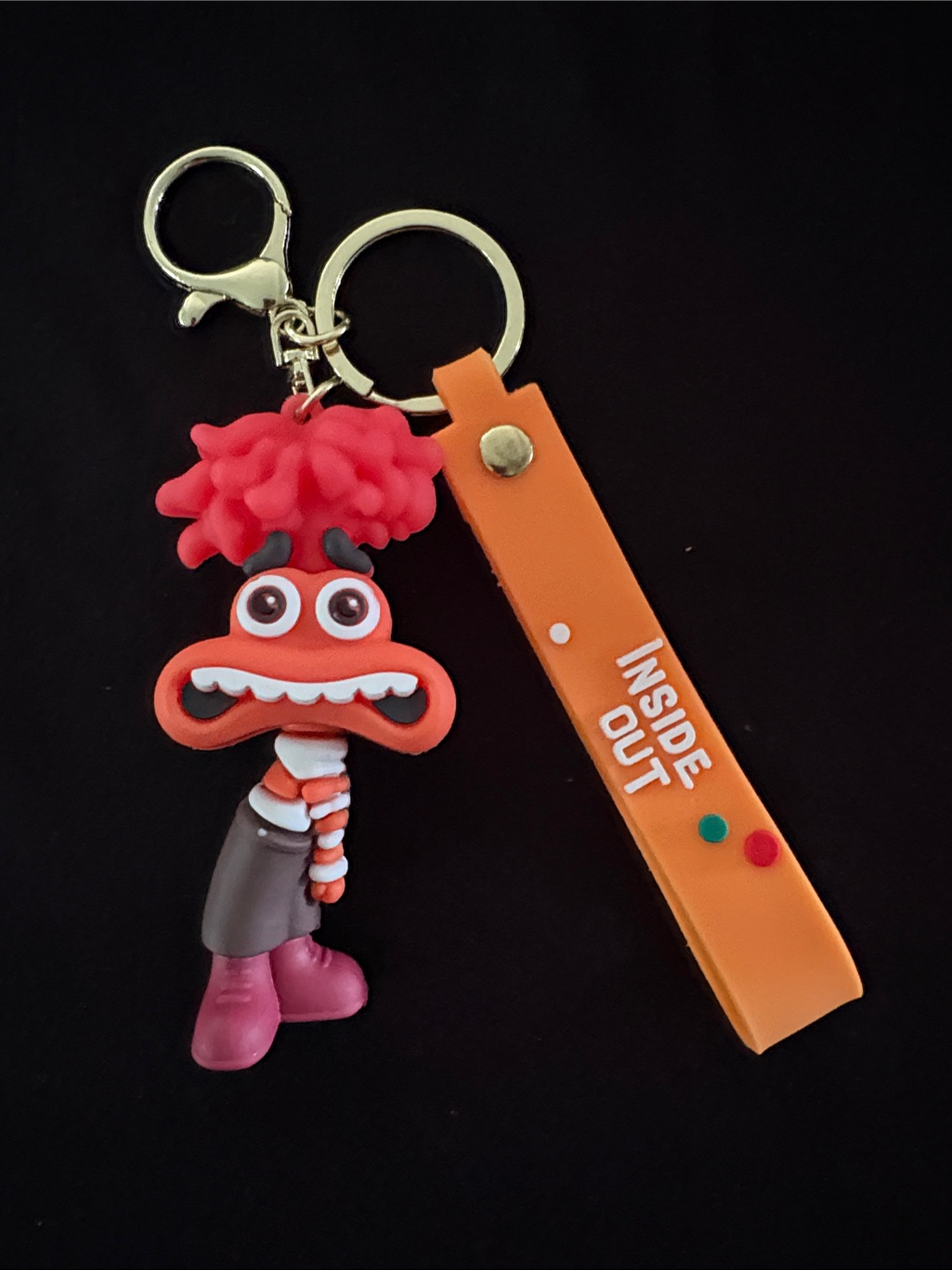 Inside Out Orange Anxiety Character Keychain Bag Charm With Strap